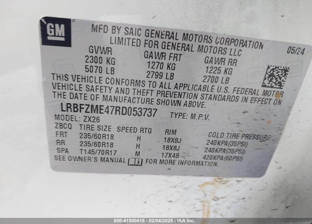 2024 BUICK ENVISION VIN: LRBFZME47RD053737