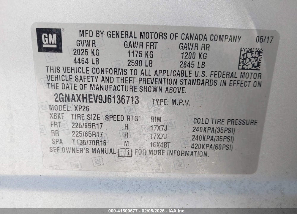 2018 CHEVROLET EQUINOX LS VIN: 2GNAXHEV9J6136713
