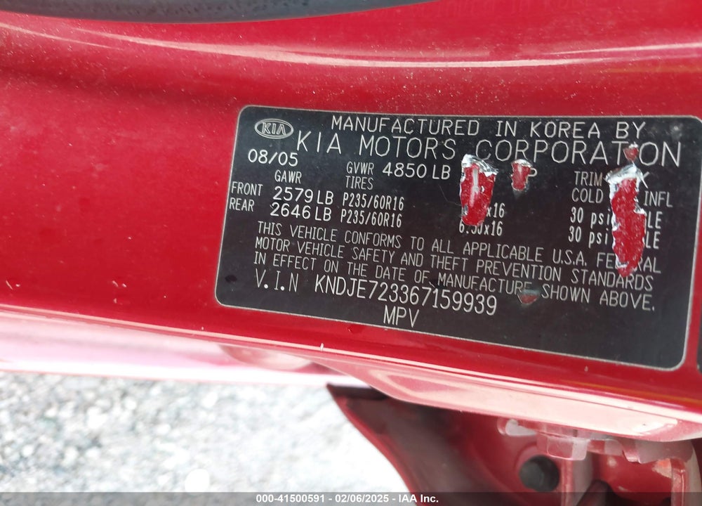 2006 KIA SPORTAGE VIN: KNDJE723367159939