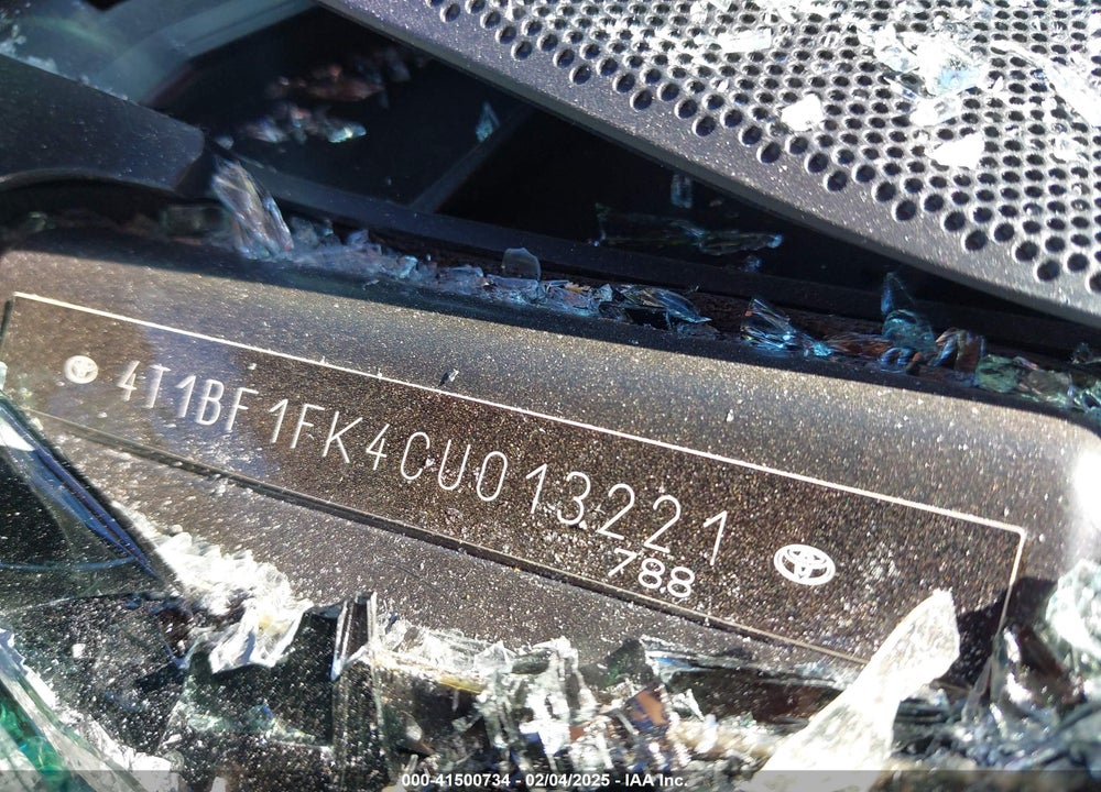 2012 TOYOTA CAMRY VIN: 4T1BF1FK4CU013221