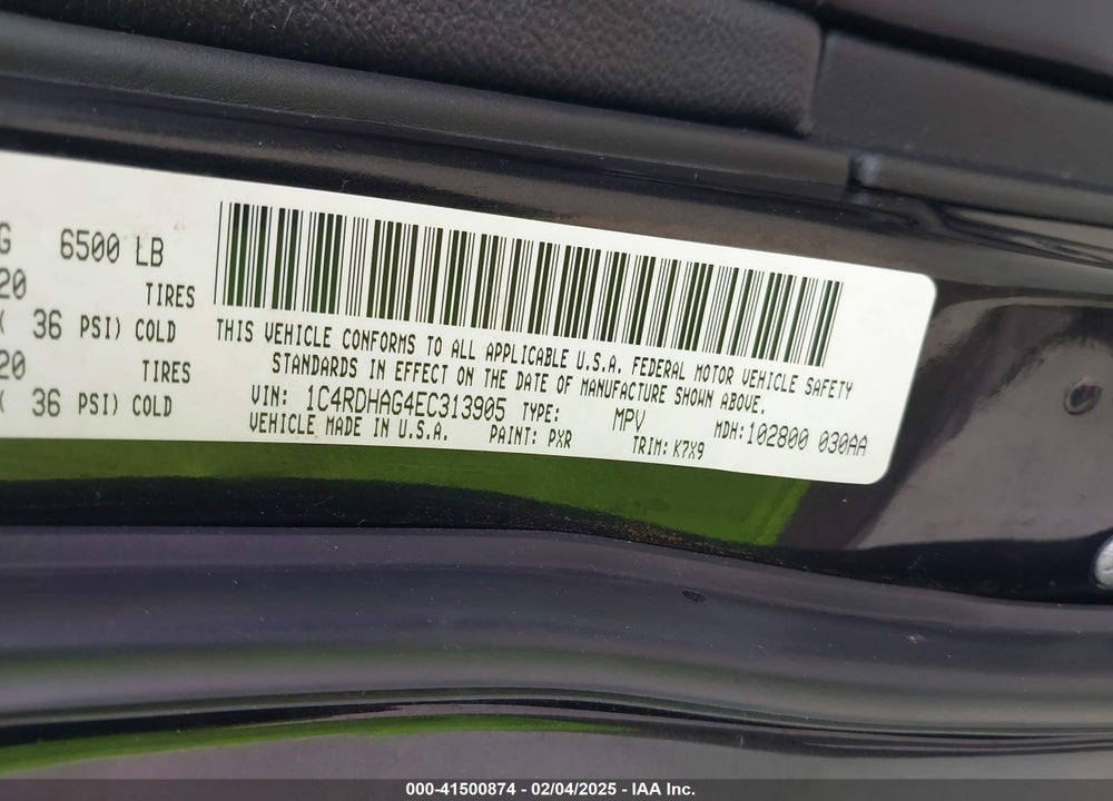 2014 DODGE DURANGO SXT VIN: 1C4RDHAG4EC313905
