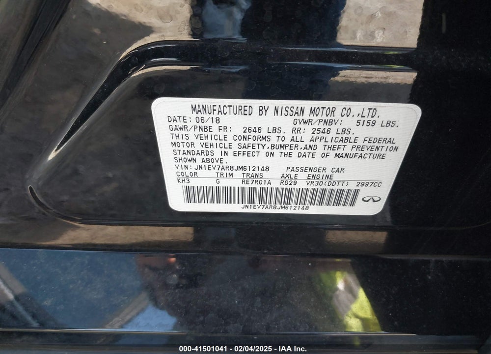 2018 INFINITI Q50 VIN: JN1EV7AR8JM612148