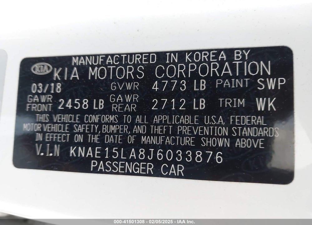 2018 KIA STINGER VIN: KNAE15LA8J6033876