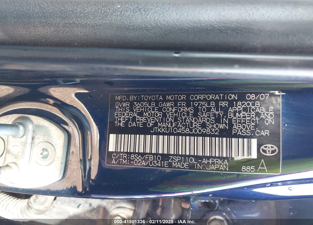 2008 SCION XD VIN: JTKKU10458J009832