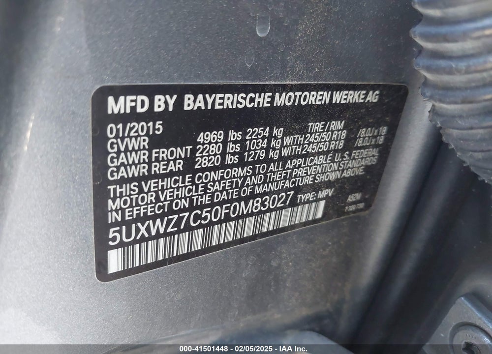 2015 BMW X3 SDRIVE28I VIN: 5UXWZ7C50F0M83027