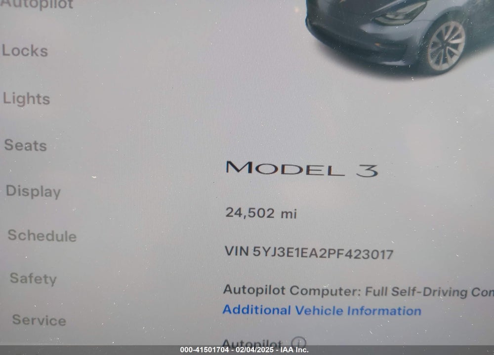 2023 TESLA MODEL 3 VIN: 5YJ3E1EA2PF423017