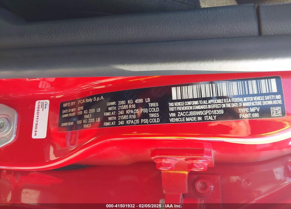 2016 JEEP RENEGADE VIN: ZACCJBBW9GPD18369