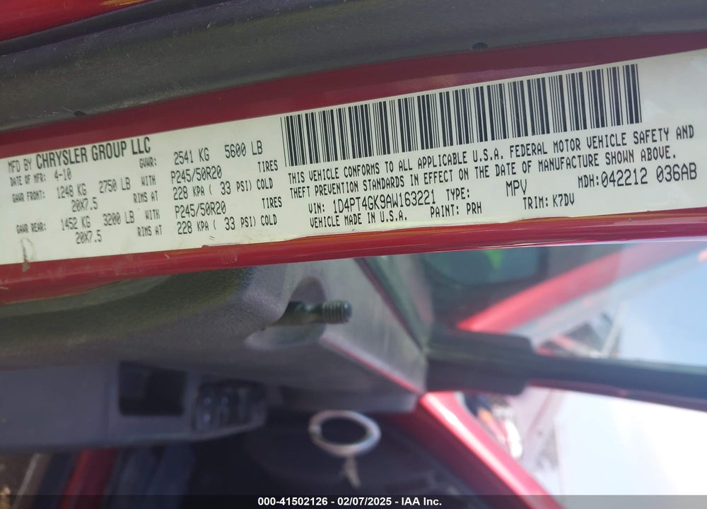 2010 DODGE NITRO VIN: 1D4PT4GK9AW163221