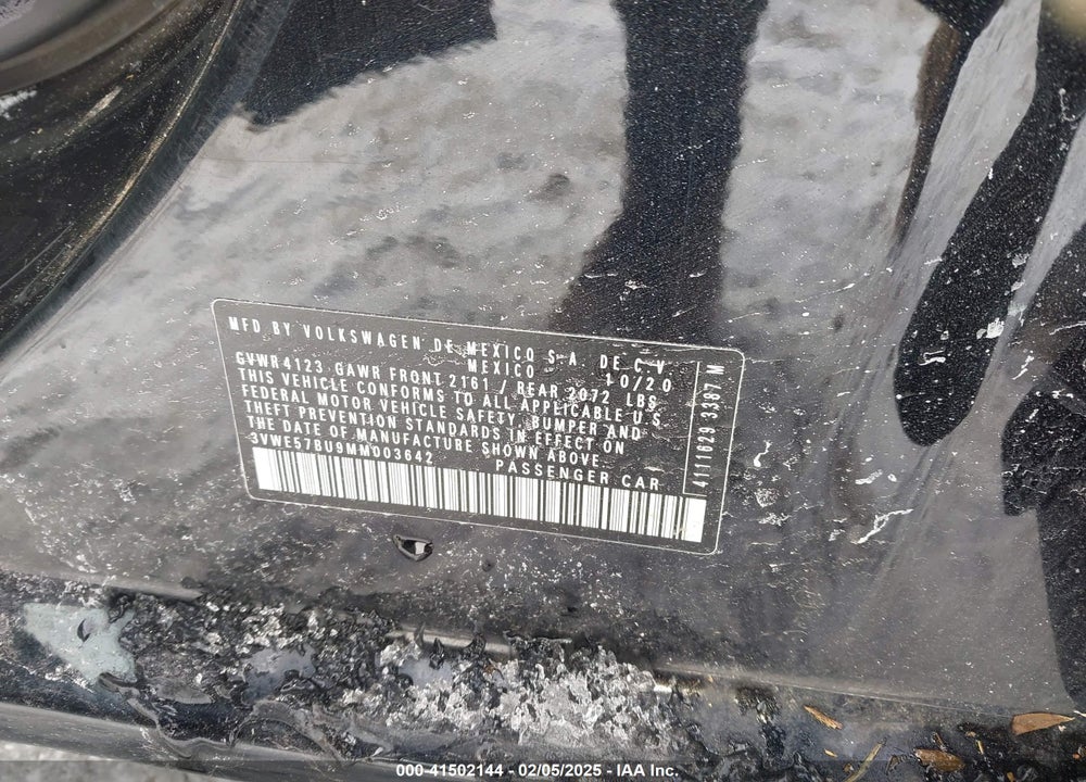 2021 VOLKSWAGEN JETTA VIN: 3VWE57BU9MM003642