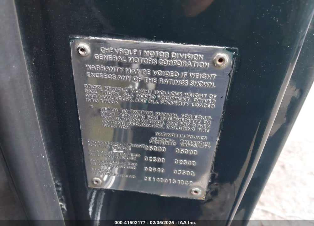 1970 CHEV C10 STEPSIDE W/LONG BED VIN: CE140B154002