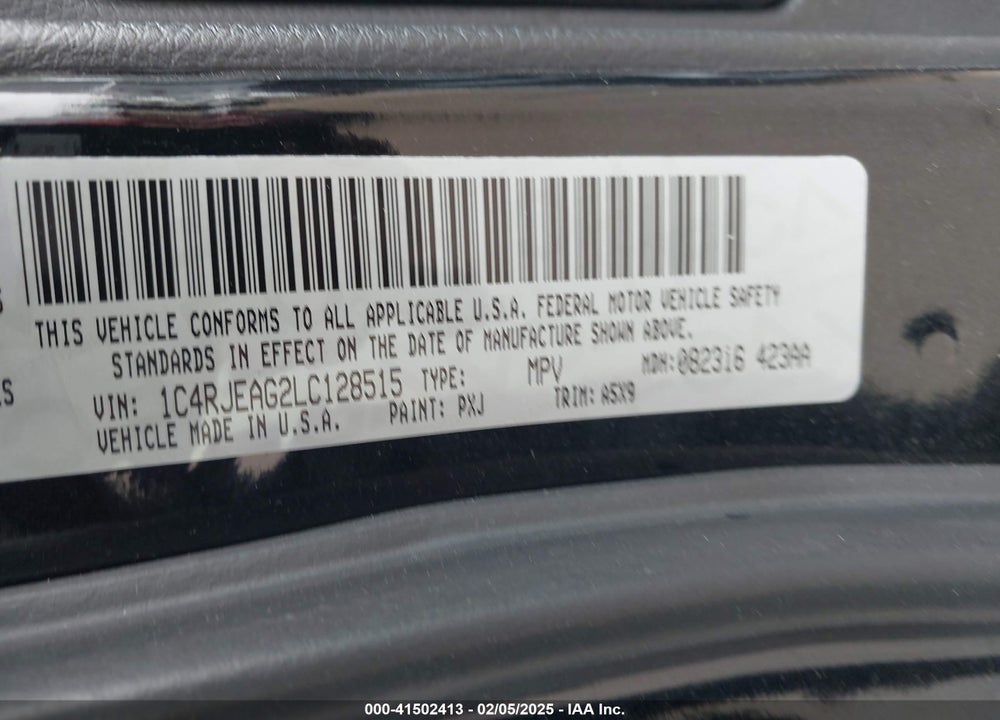 2020 JEEP GRAND CHEROKEE VIN: 1C4RJEAG2LC128515