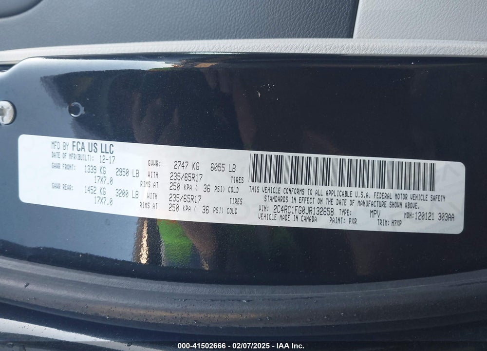 2018 CHRYSLER PACIFICA TOURING PLUS VIN: 2C4RC1FG0JR132658