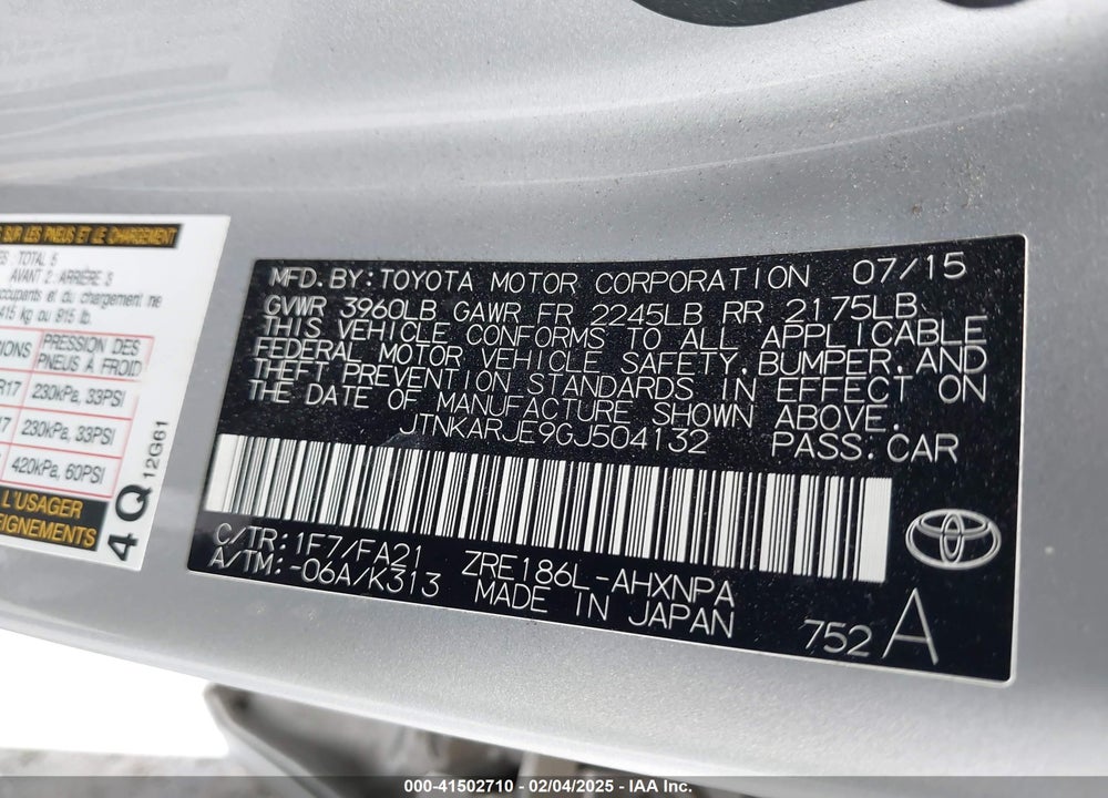 2016 SCION IM VIN: JTNKARJE9GJ504132