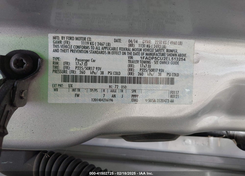 2014 FORD C-MAX ENERGI VIN: 1FADP5CU2EL513254