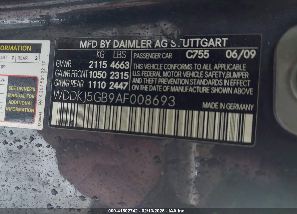 2010 MERCEDES-BENZ E 350 VIN: WDDKJ5GB9AF008693