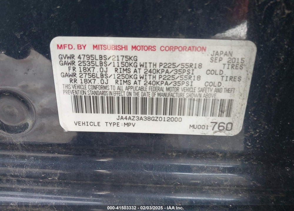 2016 MITSUBISHI OUTLANDER SEL VIN: JA4AZ3A38GZ012000