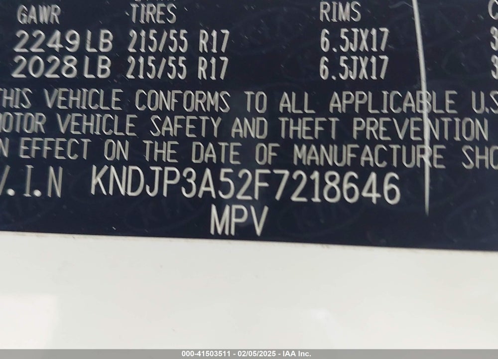 2015 KIA SOUL VIN: KNDJP3A52F7218646