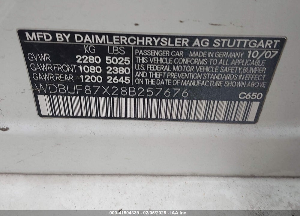 2008 MERCEDES-BENZ E 350 VIN: WDBUF87X28B257676