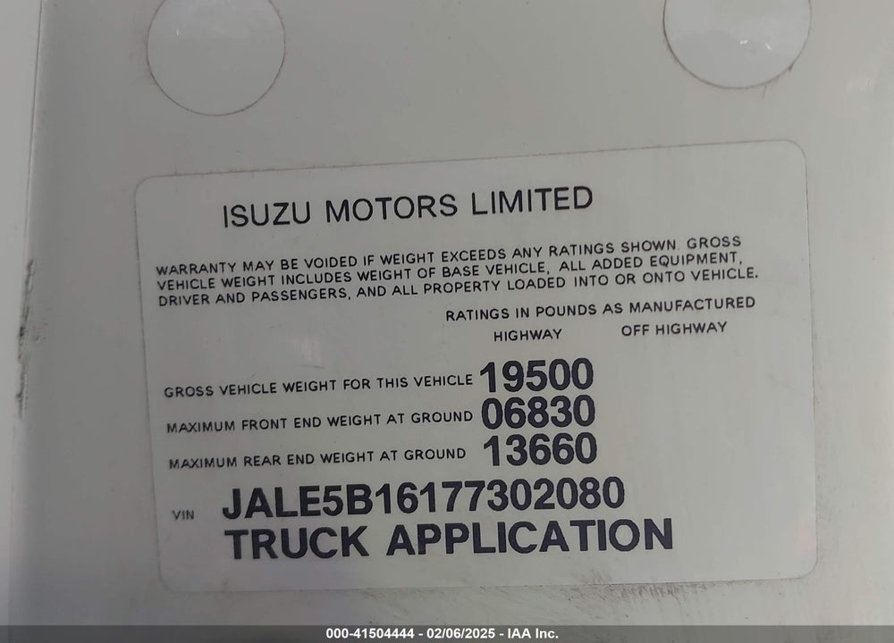 2007 ISUZU DSL VIN: JALE5B16177302080