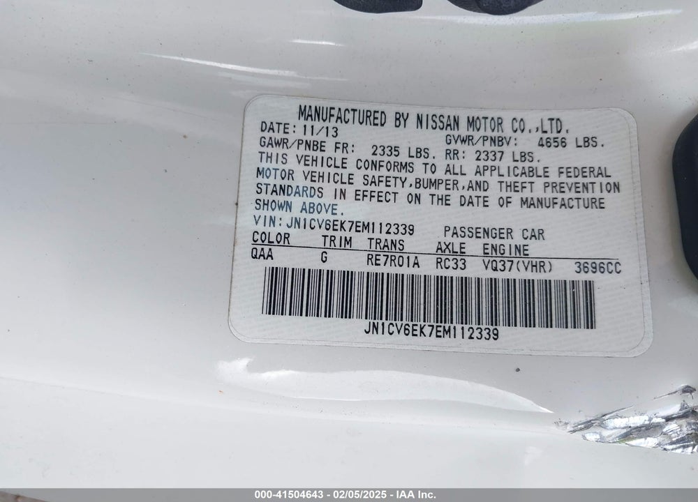 2014 INFINITI Q60 VIN: JN1CV6EK7EM112339