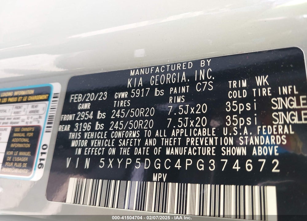 2023 KIA TELLURIDE SX PRESTIGE X-LINE VIN: 5XYP5DGC4PG374672