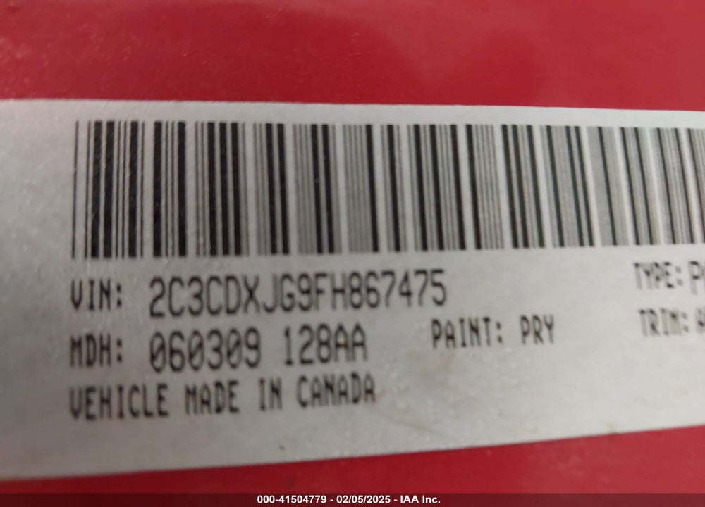 2015 DODGE CHARGER SXT VIN: 2C3CDXJG9FH867475