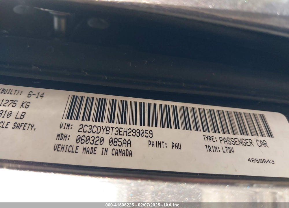 2014 DODGE CHALLENGER VIN: 2C3CDYBT3EH299059