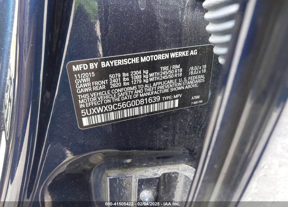 2016 BMW X3 XDRIVE28I VIN: 5UXWX9C56G0D81639