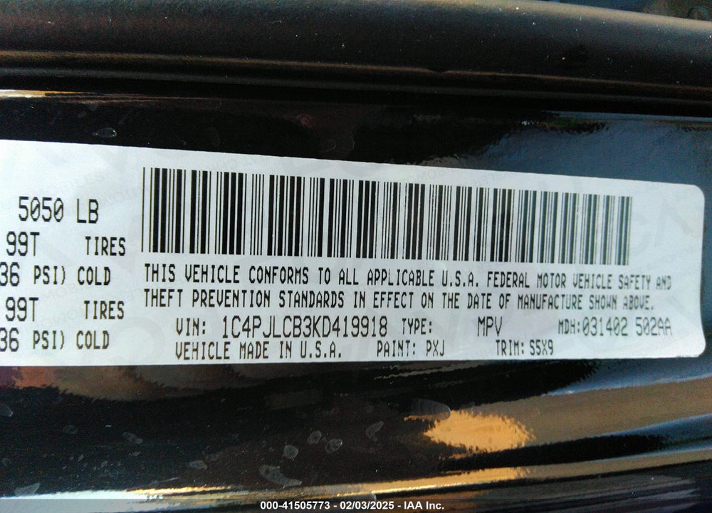 2019 JEEP CHEROKEE LATITUDE FWD VIN: 1C4PJLCB3KD419918