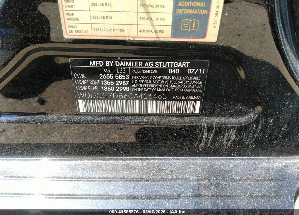 2012 MERCEDES-BENZ S 550 VIN: WDDNG7DB6CA426463