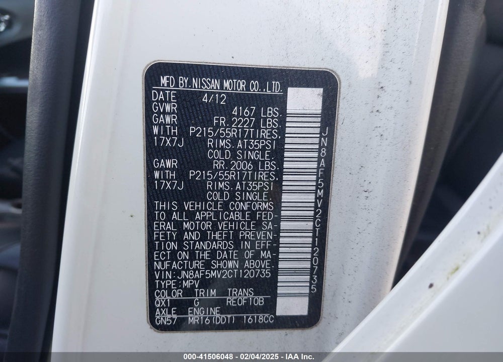 2012 NISSAN JUKE SL VIN: JN8AF5MV2CT120735