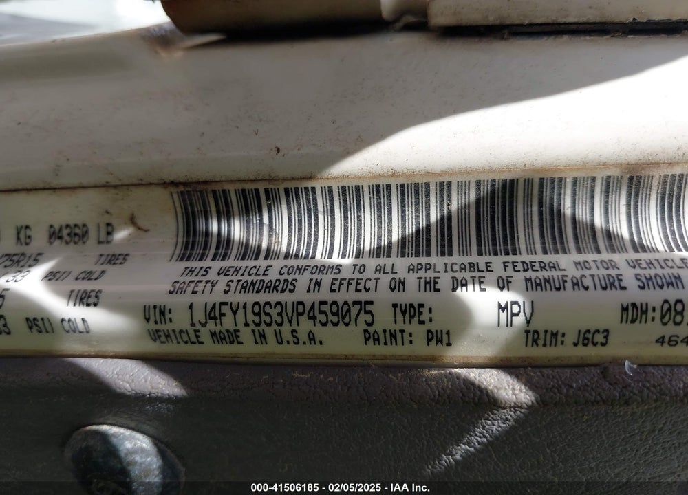 1997 JEEP WRANGLER SPORT VIN: 1J4FY19S3VP459075