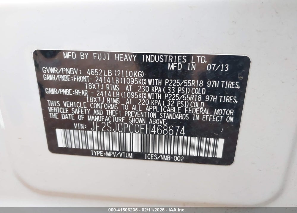 2014 SUBARU FORESTER 2.0XT TOURING VIN: JF2SJGPC0EH468674