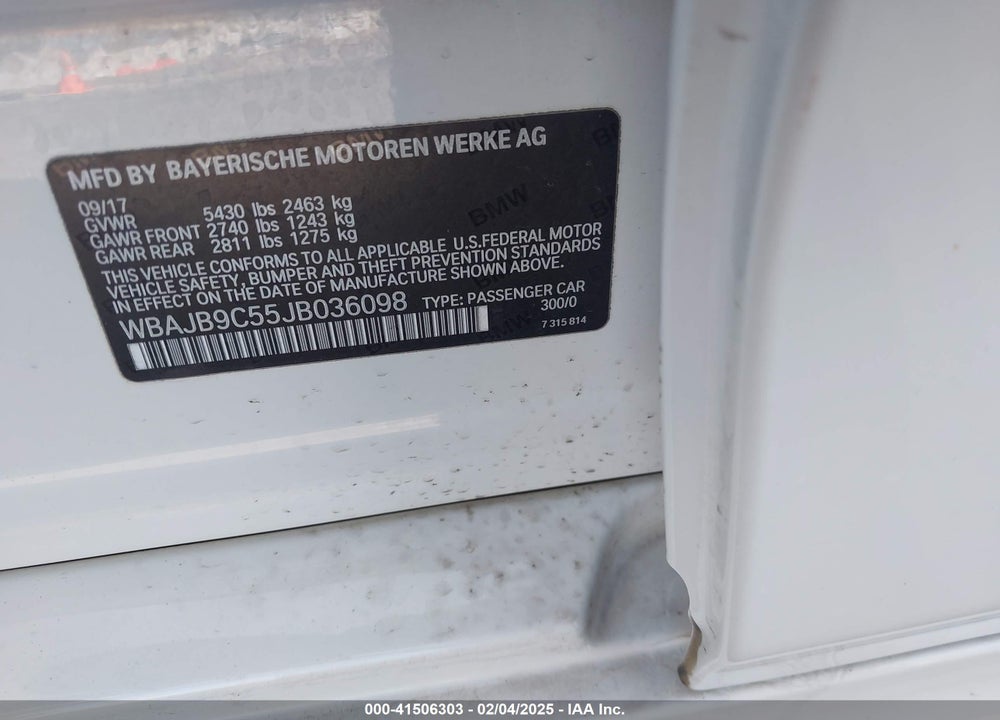 2018 BMW M550I VIN: WBAJB9C55JB036098