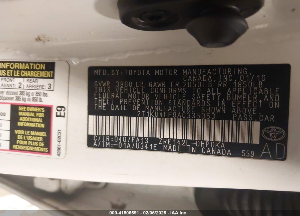 2010 TOYOTA COROLLA MATRIX VIN: 2T1KU4EE9AC335063