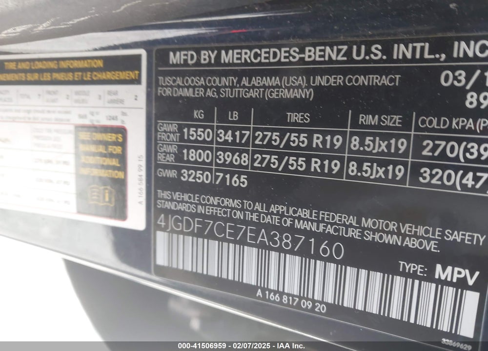 2014 MERCEDES-BENZ GL 450 4MATIC VIN: 4JGDF7CE7EA387160