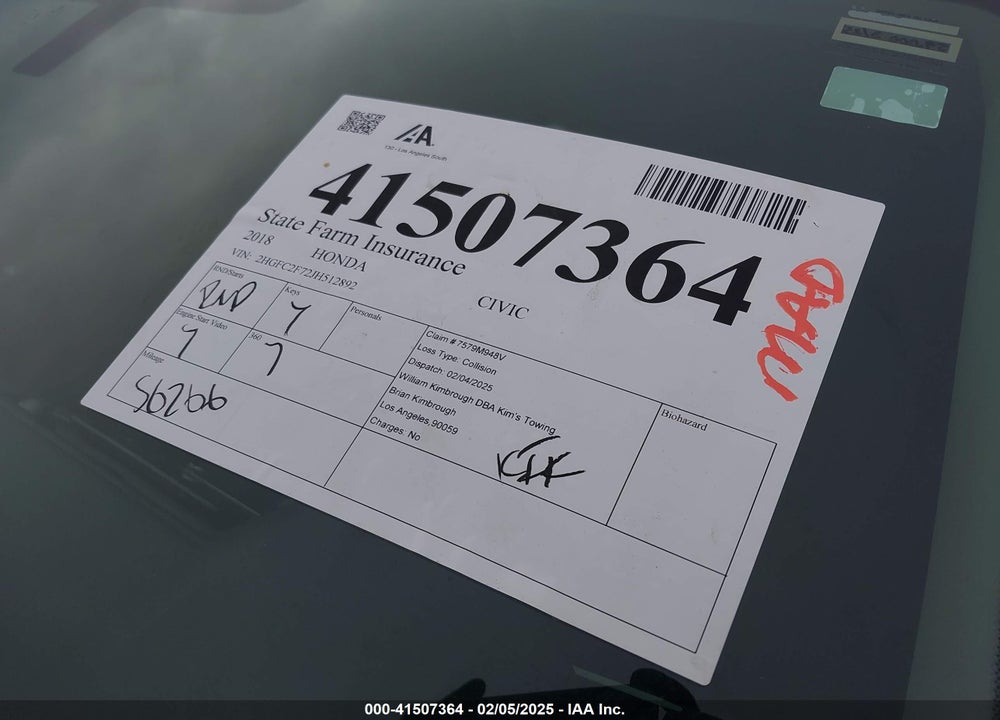 2018 HONDA CIVIC EX VIN: 2HGFC2F72JH512892