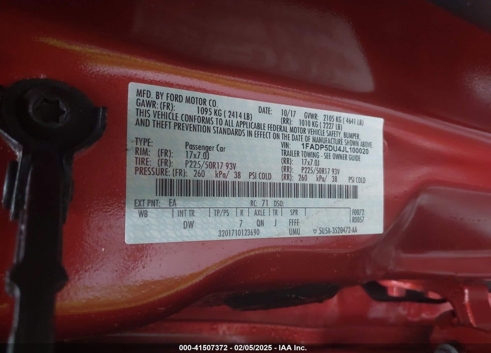 2018 FORD C-MAX HYBRID VIN: 1FADP5DU4JL100020