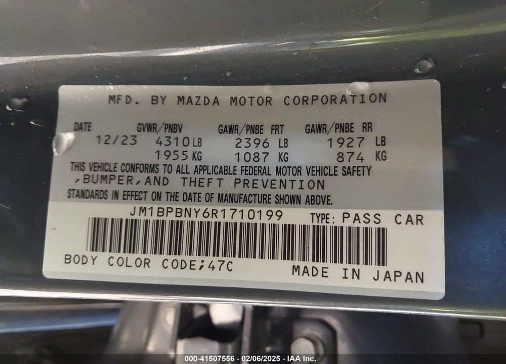 2024 MAZDA MAZDA3 HATCHBACK VIN: JM1BPBNY6R1710199
