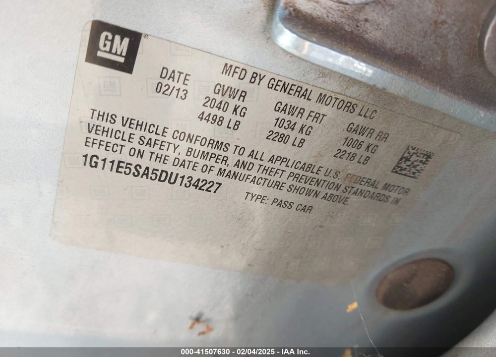 2013 CHEVROLET MALIBU VIN: 1G11E5SA5DU134227