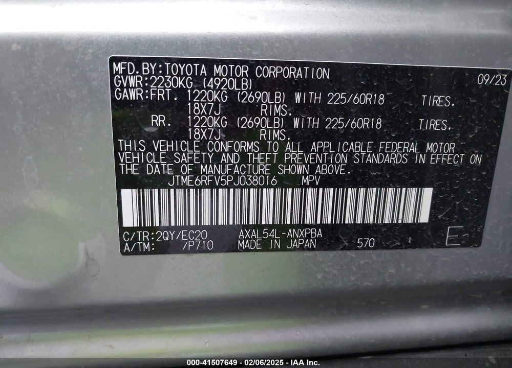 2023 TOYOTA RAV4 HYBRID XSE VIN: JTME6RFV5PJ038016