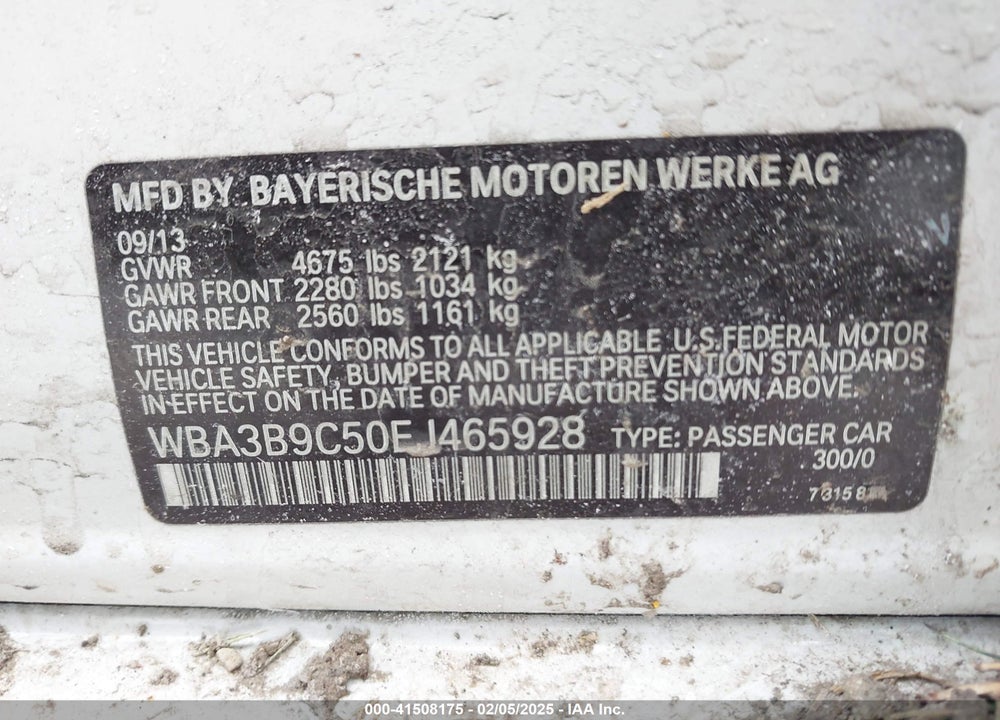 2014 BMW 335I XDRIVE VIN: WBA3B9C50EJ465928