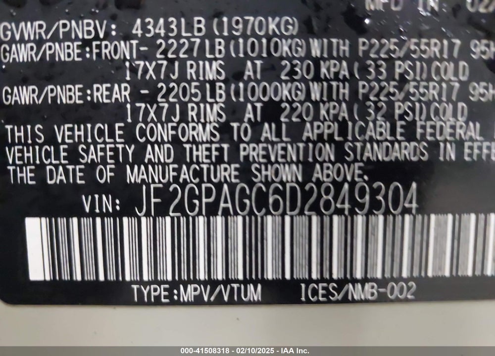 2013 SUBARU XV CROSSTREK 2.0I LIMITED VIN: JF2GPAGC6D2849304
