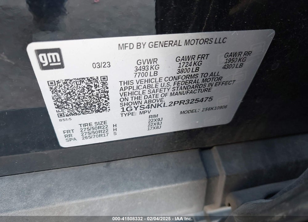 2023 CADILLAC ESCALADE ESV 4WD SPORT VIN: 1GYS4NKL2PR325475