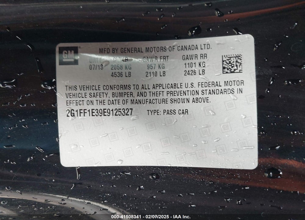 2014 CHEVROLET CAMARO 1LT VIN: 2G1FF1E39E9125327