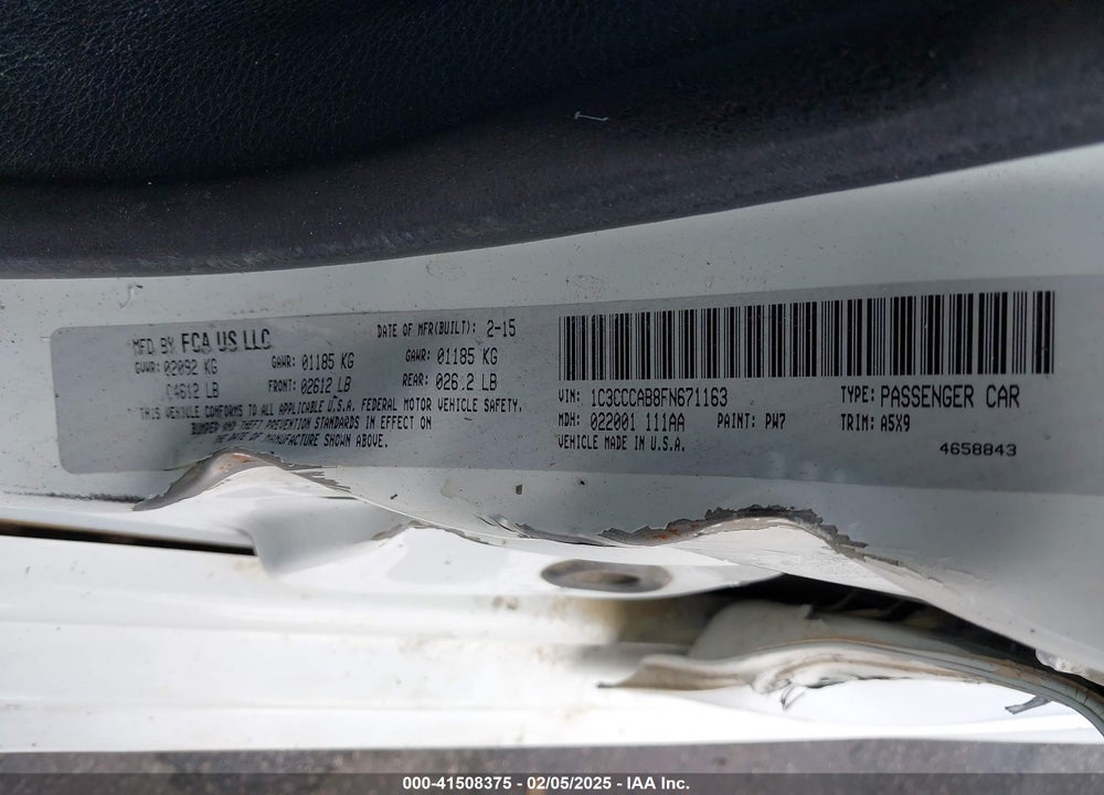 2015 CHRYSLER 200 VIN: 1C3CCCAB8FN671163