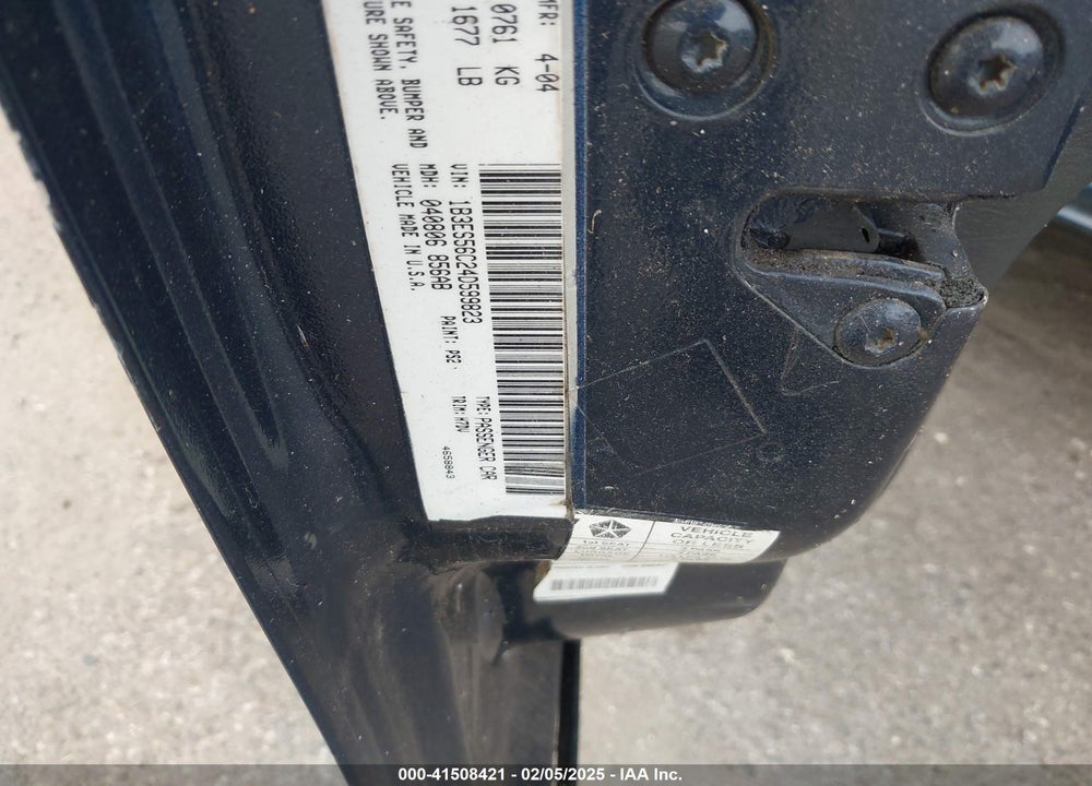 2004 DODGE NEON SXT VIN: 1B3ES56C24D599823