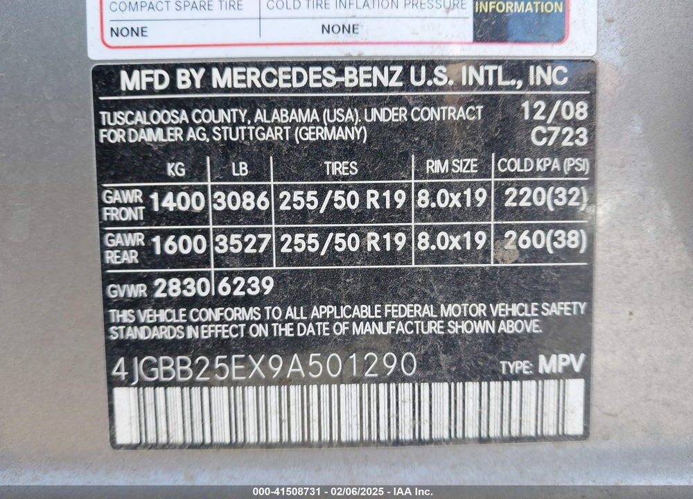2009 MERCEDES-BENZ ML 320 BLUETEC 4MATIC VIN: 4JGBB25EX9A501290