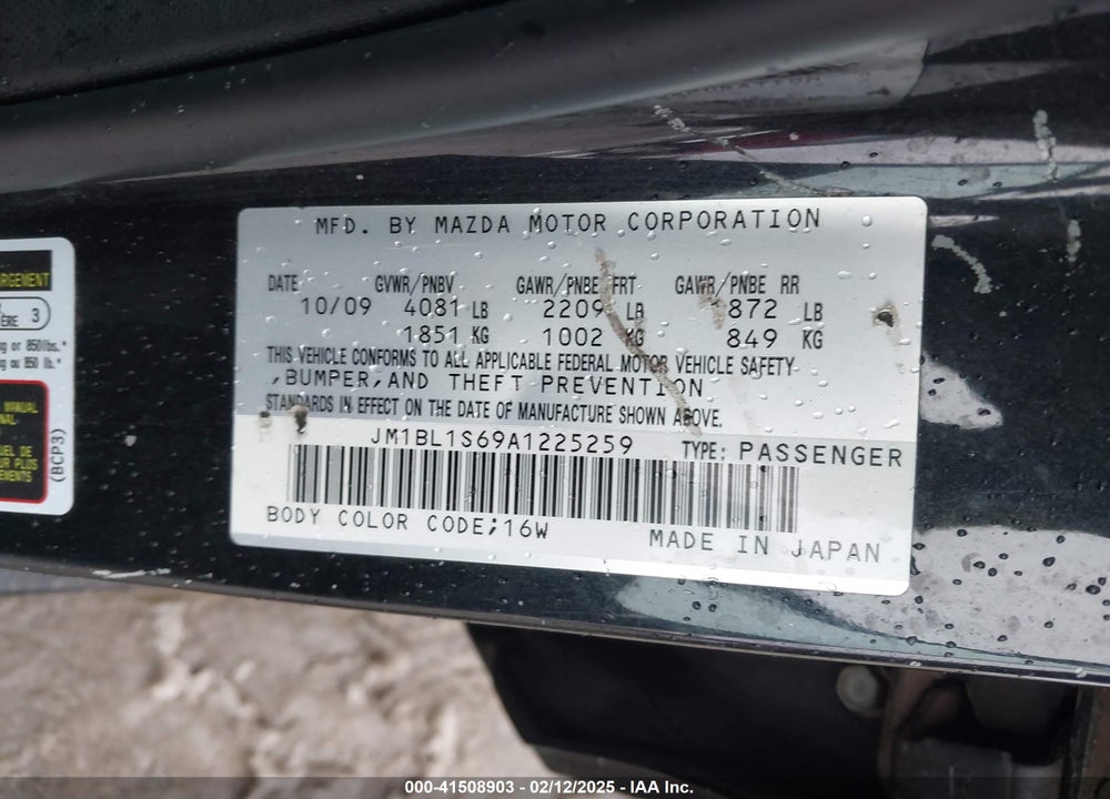 2010 MAZDA 3 S SPORT VIN: JM1BL1S69A1225259
