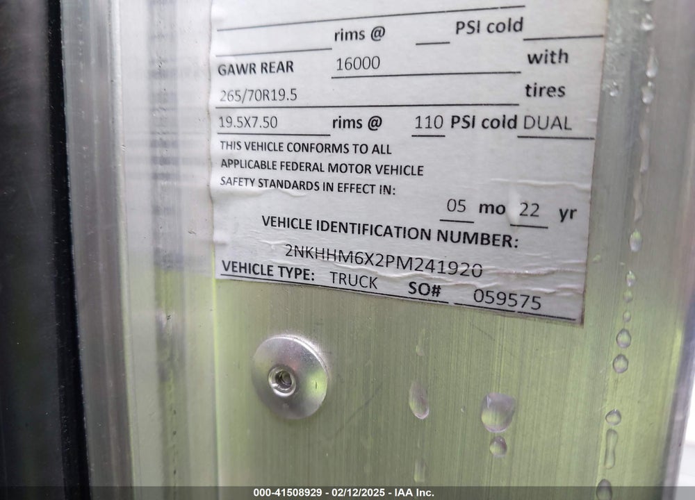 2023 KENWORTH T3 SERIES VIN: 2NKHHM6X2PM241920